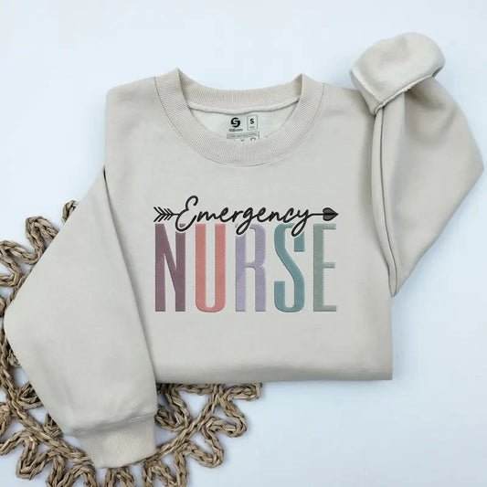 Emergency Nurse Embroidered Sweatshirt, Emergency Department Sweatshirt, ER Nurse Sweatshirt, Future Nurse Gift, RN Gift...