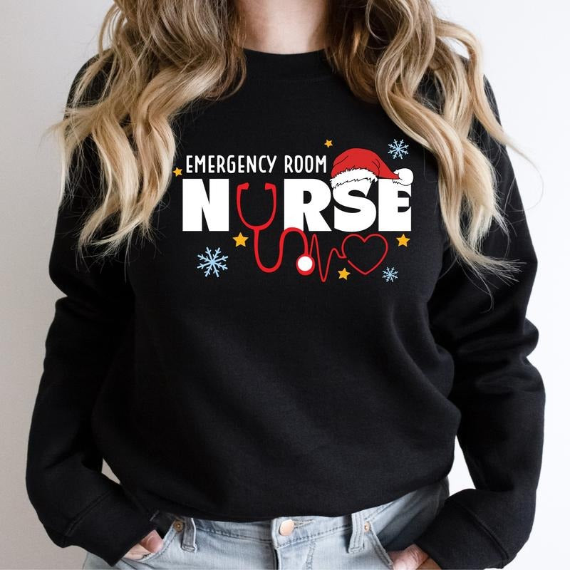 Emergency Room Nurse Sweatshirt, ER Nurse Crew Christmas Sweater, Emergency Department Hoodie, ER Nurse Holiday Gift...