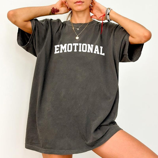 Emotional Tee, A Little Emotional Graphic T-shirt, Mental Health Unhinged Shirt, Therapist Tee, Love Your Feeling Shirt,...
