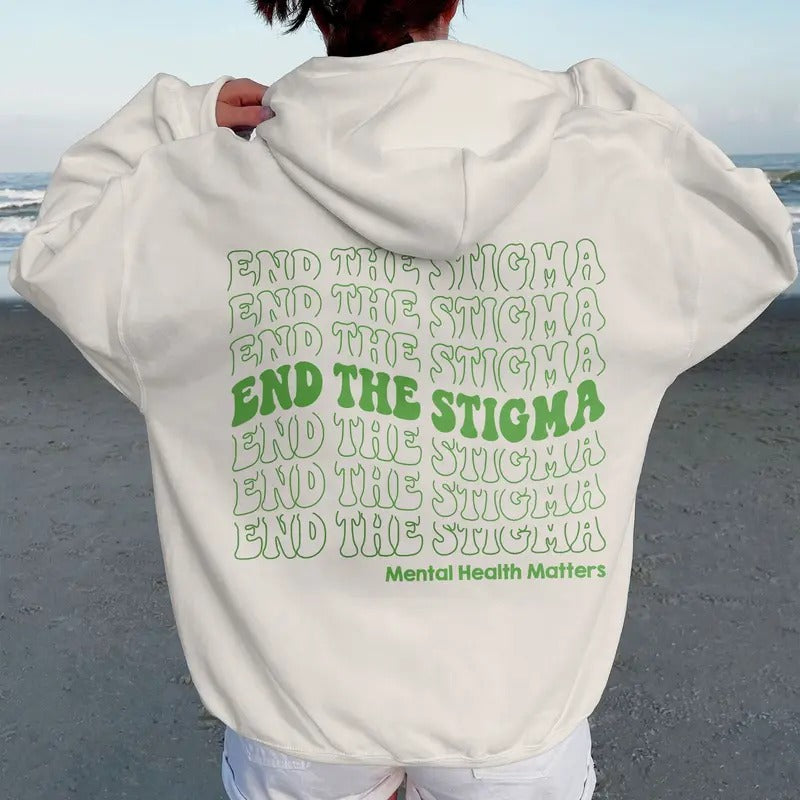 End The Stigma Mental Health Matters Mental Health Shirt Cotton Hoodie Menswear Sweatshirt | WearSparks.com