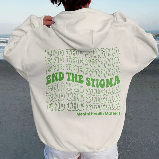 End The Stigma Mental Health Matters Mental Health Shirt Cotton Hoodie Menswear Sweatshirt | WearSparks.com