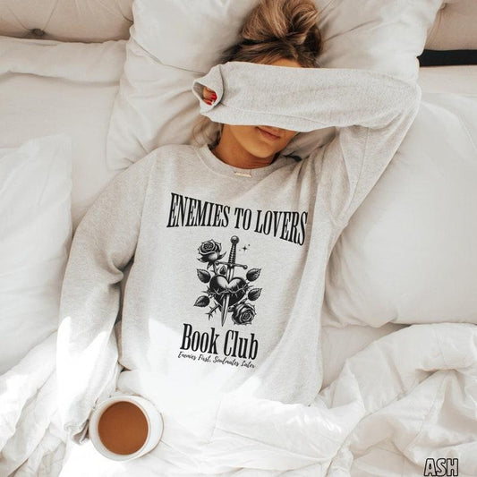 Enemies to Lovers Book Club Sweater, Bookish Gift For Her, Reading Lover Crewneck, Romantasy Book Trope Sweater, Spicy...