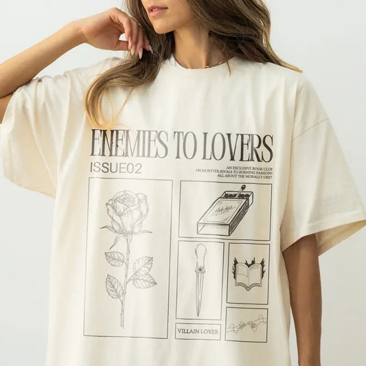 Enemies to Lovers Comfort Colors T-Shirt, Morally Grey Shirt, Romantasy Shirt, Retro Reader Tshirt, Hot Girls Read Spicy...