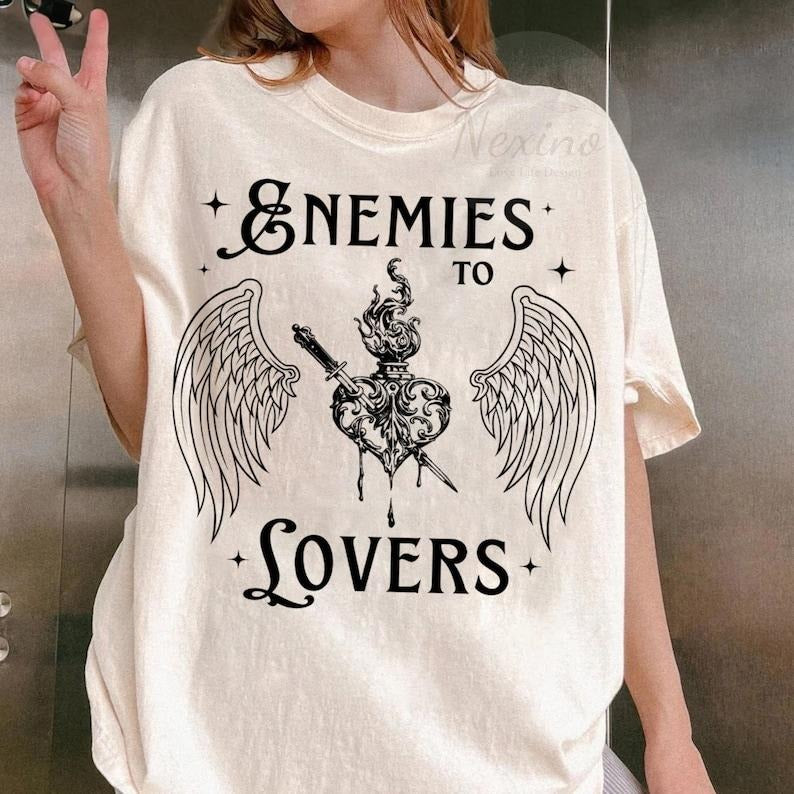 Enemies to Lovers Shirt, Morally Grey Shirt Romantasy Shirt Retro Reader Shirt Hot Girls Read Spicy Booktok Merch In My...