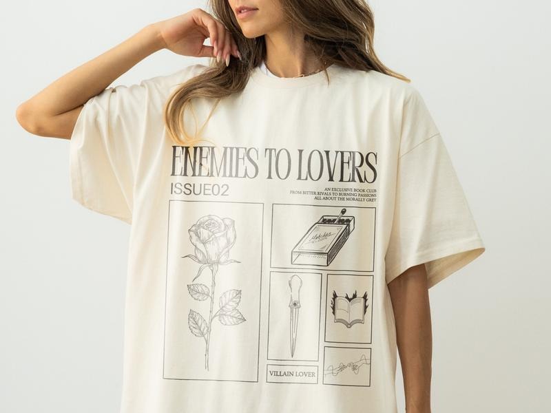 Enemies to Lovers T-Shirt Morally Grey Shirt Romantasy Shirt Retro Reader Hot Girls Read Spicy Booktok Merch In My...