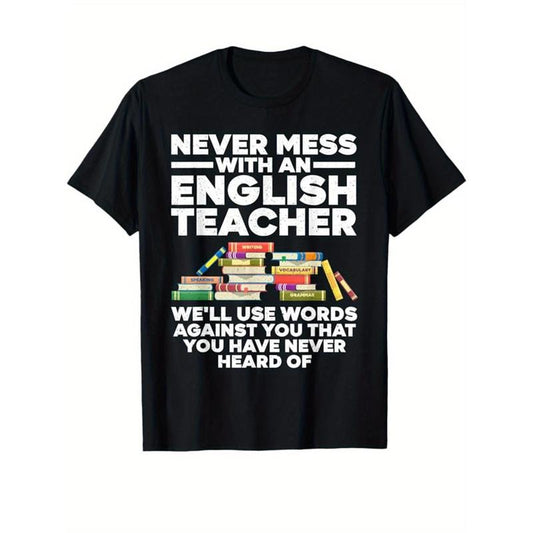 English Teacher Print, Men's Cotton T-shirt, Funny Graphic Tee Men's Outdoor Clothes, Men's Clothing, Back To School...