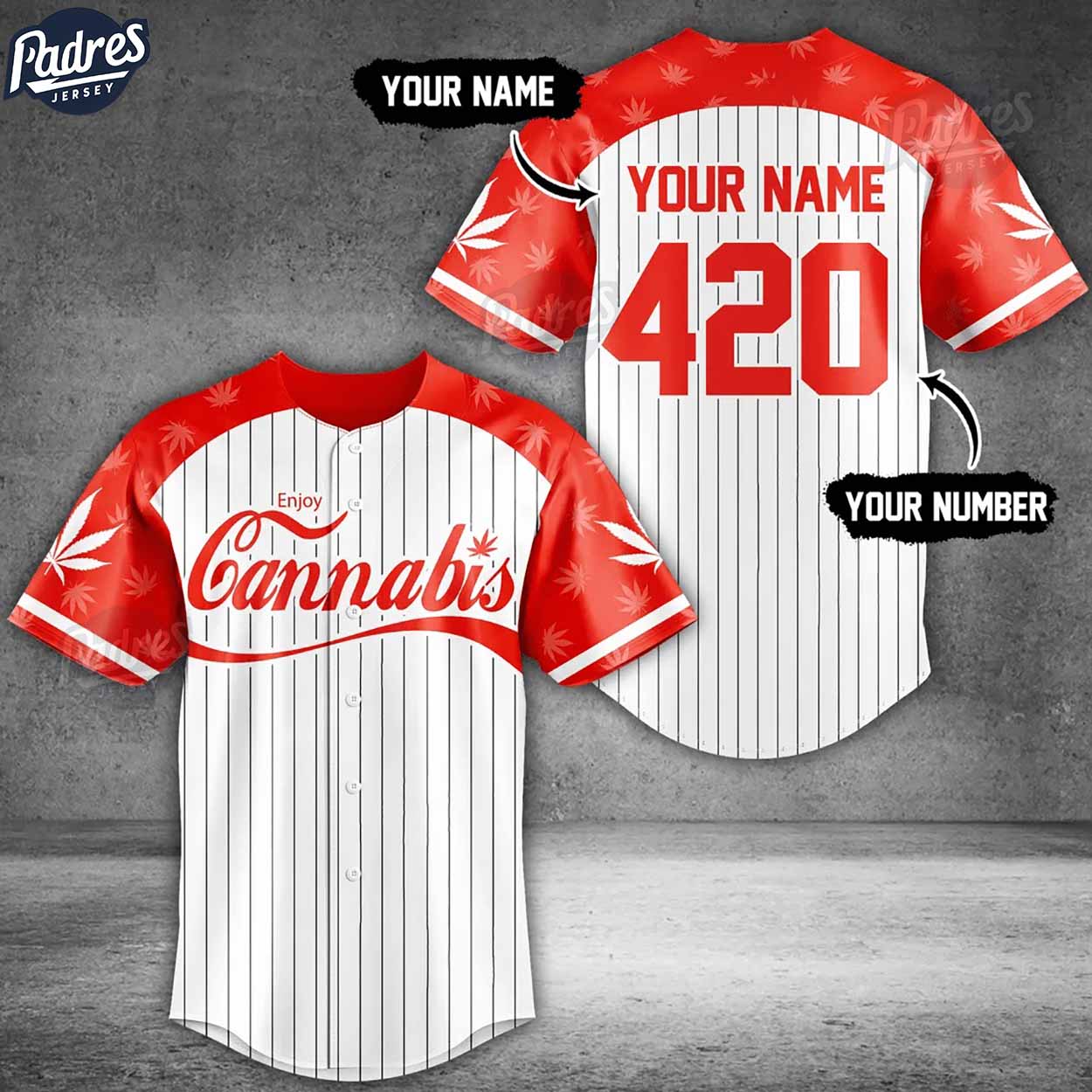 Enjoy Cannabis Custom Baseball Jersey Style - Padres Jersey Oasis: Elevate Your Baseball Style Game T-Shirts,... (Image 1)