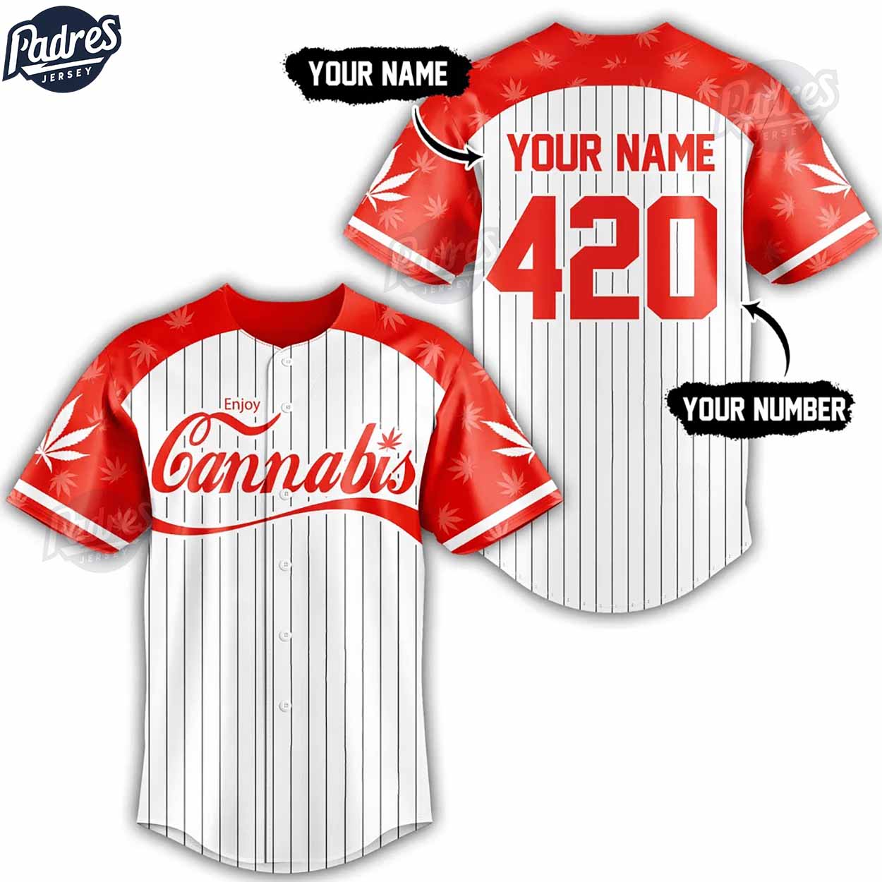 Enjoy Cannabis Custom Baseball Jersey Style - Padres Jersey Oasis: Elevate Your Baseball Style Game T-Shirts,... (Image 2)
