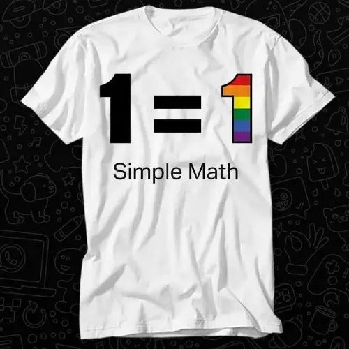 Equality Simple Math Gay Lesbian Rights Pride Proud 1 Equal One T Shirt Best Seller Gift Unisex Top Adult Tee Music Movie...