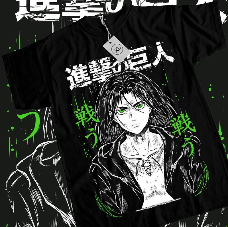 Eren Yeager T-Shirt S-4XL,Anime,Attack On Titan,Aot,Graphic Tee,black Shirt Tshirt S-4XL Hoodie, Sweatshirt | WearSparks.com