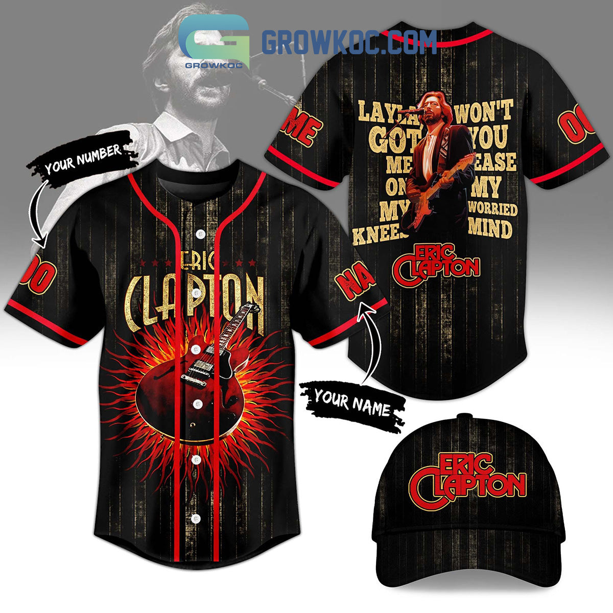 Eric Clapton Layla You Got Me On My Knees Personalized Baseball Jersey