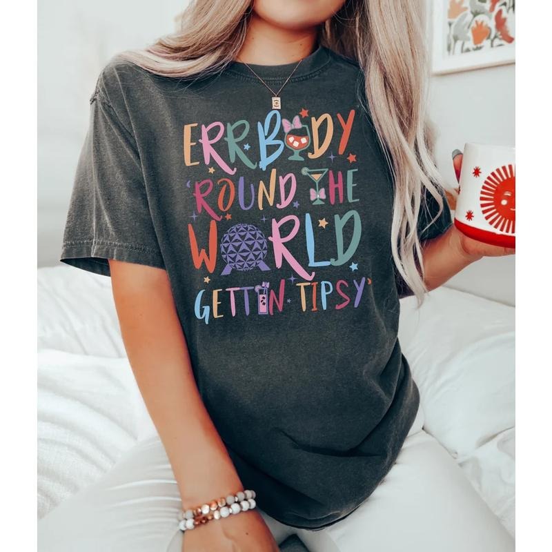 Errbody Round The World Gettin Tipsy Shirt, Drinking Around The World Tee, Food and Wine Festival Tee, Epcot Drinking...