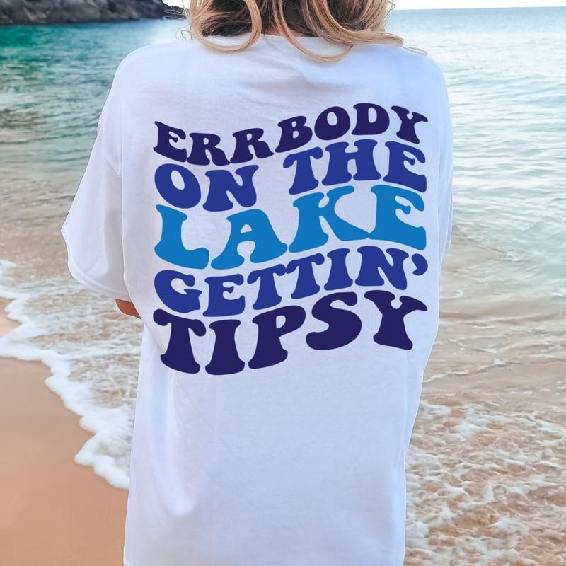 Errbody on the  Lake T-Shirt, OVERSIZED LAKE SHIRT, SUMMER T-SHIRT, COTTON CASUAL SUMMER SHIRT Comfort Fabric Top...