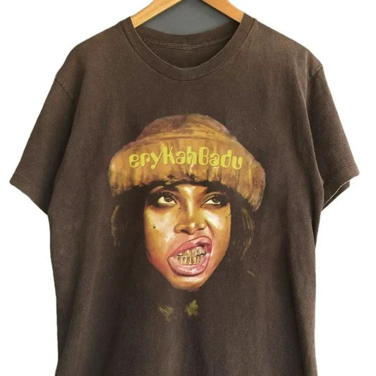 Erykah 90s Music Rock, Gifts for Fans, Graphic tour Shirt, Erykah Badu concert Shirt Classic Cotton Unisex Tshirt Fabric...