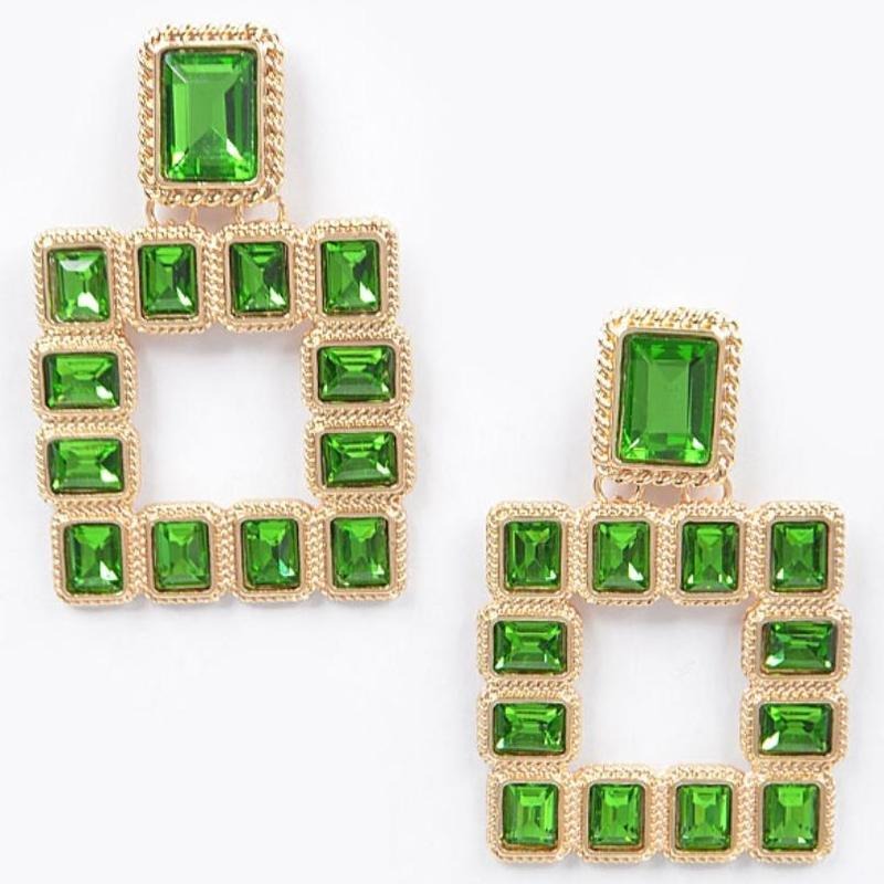 Evergreen Stone Drop Earrings for Female - Green Rectangular Gemstone Fashion Accessories T-Shirts, Hoodie, Sweatshirt