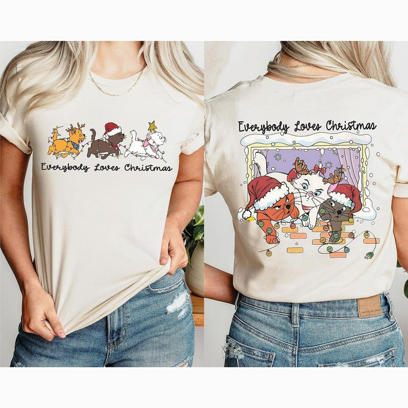 Everybody Loves Christmas Sweatshirt, Marie Toulouse Berlioz Christmas Tree Kitten Tee, Christmas Squad Shirt, Aristocats...