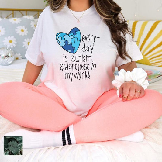 Everyday Is Autism Awareness White 100% Ring spun Cotton T-Shirt Unisex Fit Hoodie, Sweatshirt | WearSparks.com