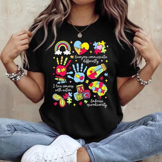 Everyone Communicates Differently Shirt, Autism Shirt, Autism Month Shirt, Autism Mom Shirt1 Hoodie, Sweatshirt