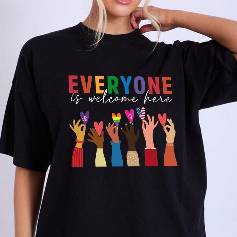 Everyone Is Welcome Here Shirt, LGBT Shirt, Support Lgbt, LGBT Love Shirt, Pride Month Tee, Lgbt Rainbow, Lesbian Shirt,...