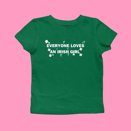 Everyone Loves an Irish Girl Women's Shirt, St. Patrick's Day T-shirt,Celebrity Inspired 00s Baby Tee Y2K, Irish...