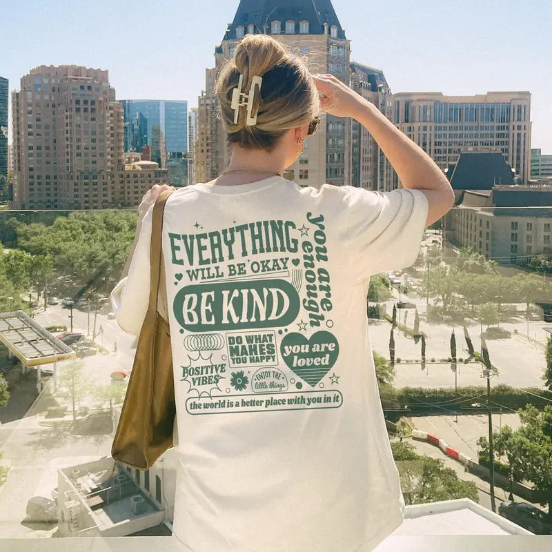 Everything Will Be Okay Shirt - White Cotton T-Shirt with "YOU ARE LOVED" Design, Perfect for Mental Health and Therapy,...