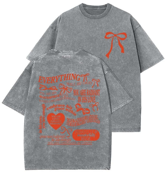 Everything Will Be Okay Unisex Washed T-Shirt, Christian t shirts, Vintage 90s Graphic Tee, Gift Top Womenswear Cotton...