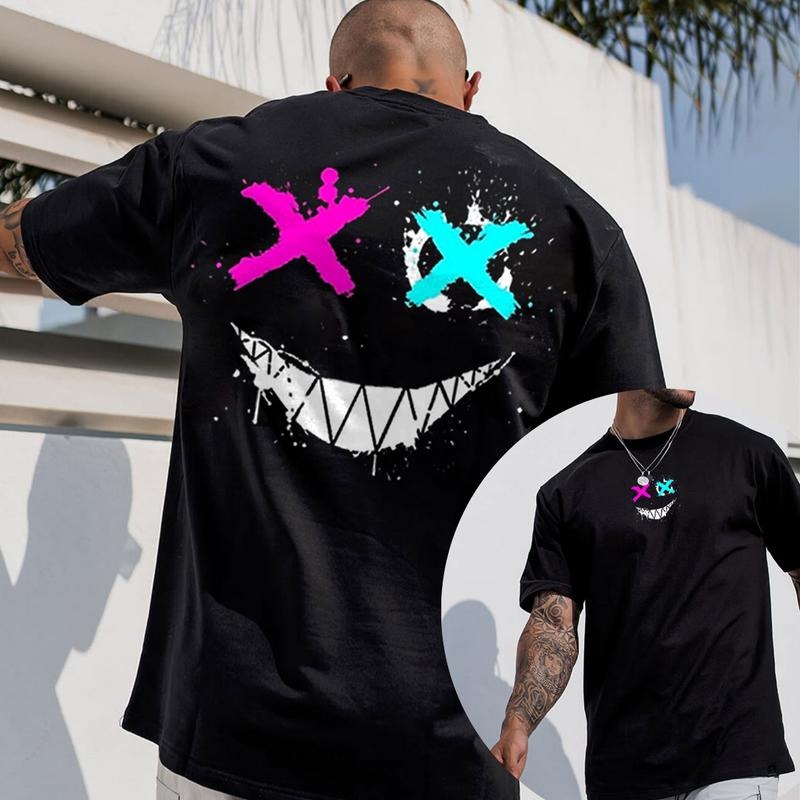 Evil Emoji Graphic Black 2 Side Print T-shirt -  Sweatshirt
