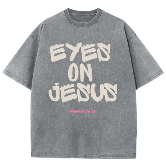 Eyes On Jesus Unisex Washed T-Shirt, Christian Tshirts, Christian Jesus  t shirts, Vintage 90s Graphic Tee Gift Cotton...