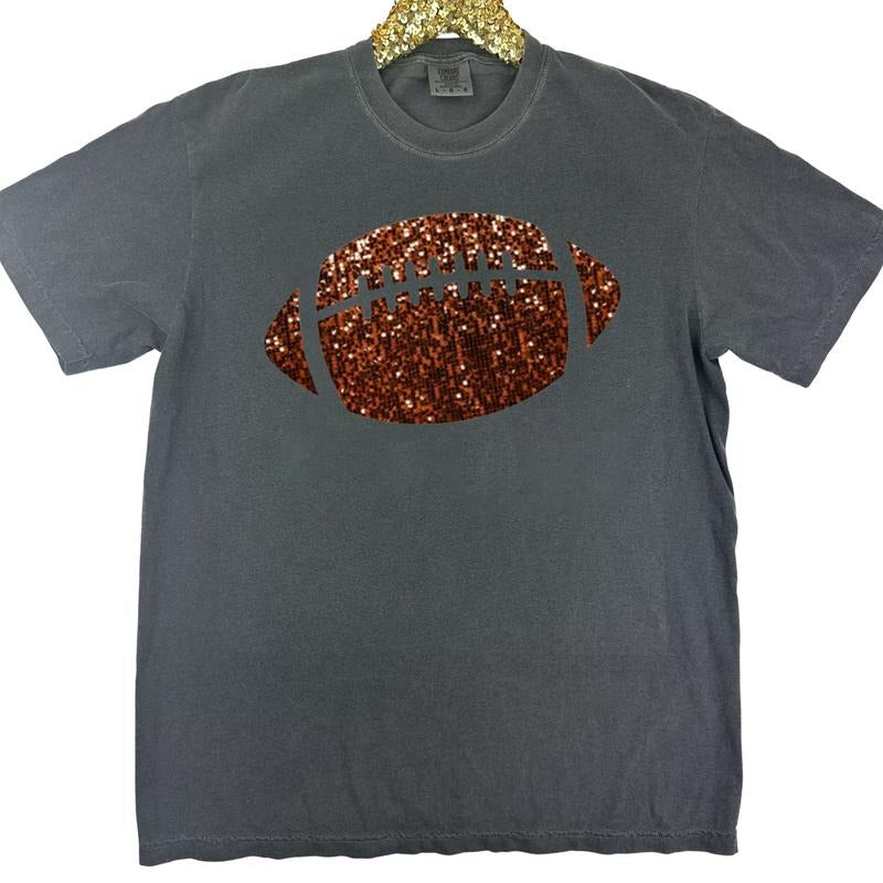 FAUX Glitter Football Comfort Colors T-Shirt Hoodie, Sweatshirt | WearSparks.com