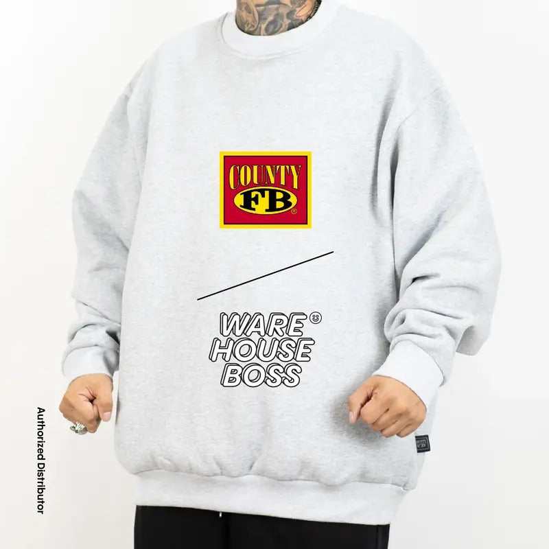 FB County Men's Heavyweight Crewneck Sweatshirt FBCOUNTY Oversized Fleece Pullover Crewneck Sweater Comfortable Casual...