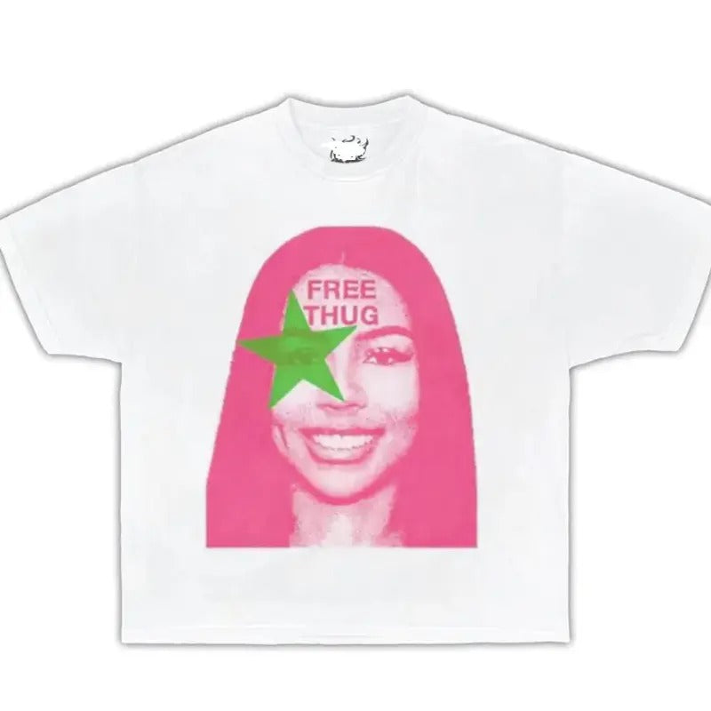 FREE THUG Mariah Scientist Boxy Garment dyed Cotton Tee Shirt Hoodie, Sweatshirt | WearSparks.com