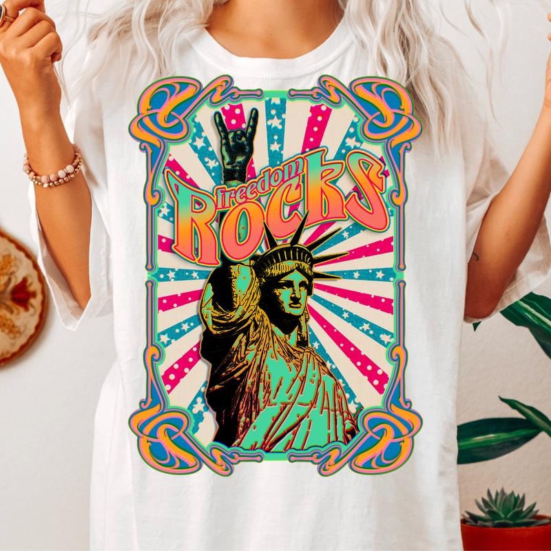 FREEDOM ROCKS SHIRT, FUNNY JULY 4TH SHIRT, FIREWORK SHIRT, PARTY IN THE USA, JULY 4TH PARTY SHIRT Comfort Cotton Fabric...