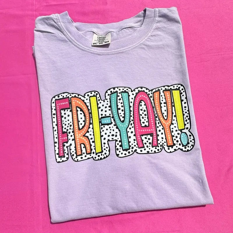 FRI-YAY Neon Spotted Comfort Colors T-Shirt Hoodie, Sweatshirt | WearSparks.com