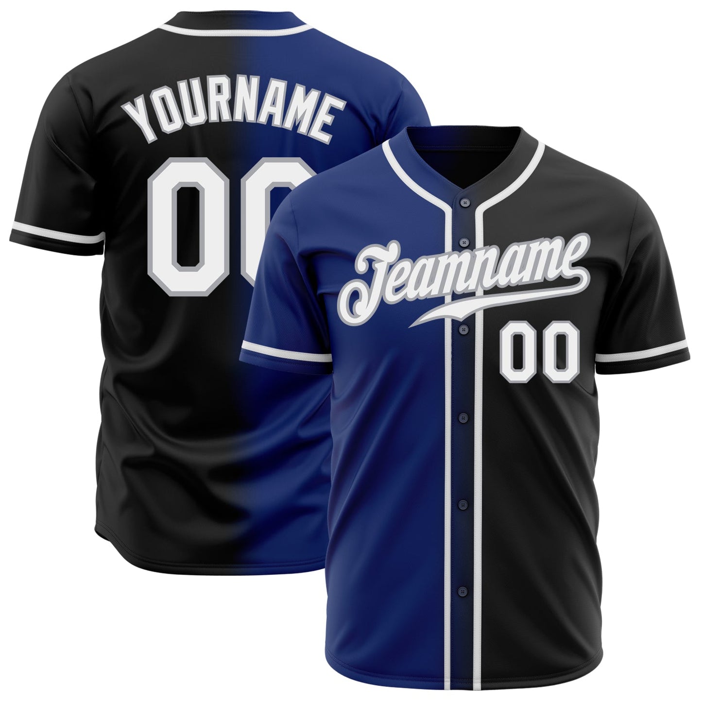 Custom Black White Royal-Gray Authentic Gradient Fashion Baseball Jersey T-Shirts, Hoodie, Sweatshirt (Image 1)