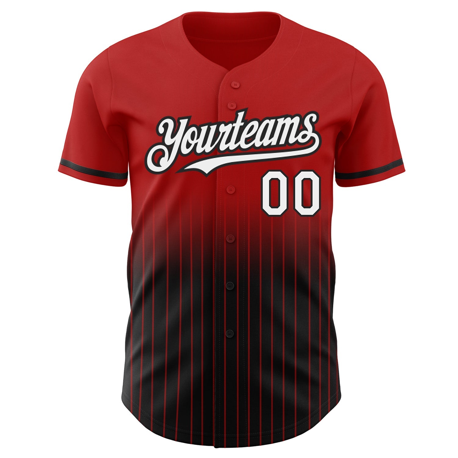 Custom Red Pinstripe White-Black Authentic Fade Fashion Baseball Jersey