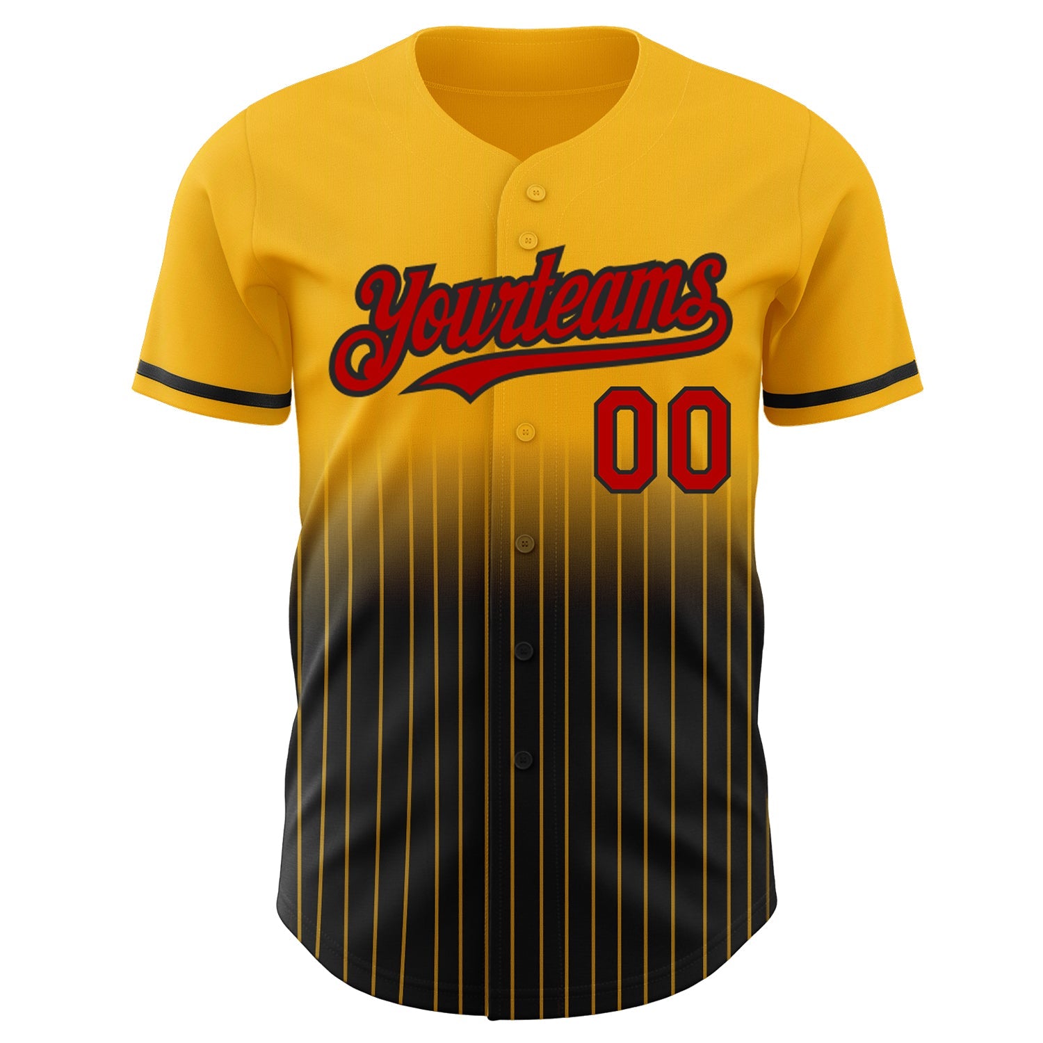 Custom Gold Pinstripe Red-Black Authentic Fade Fashion Baseball Jersey T-Shirts, Hoodie, Sweatshirt (Image 3)