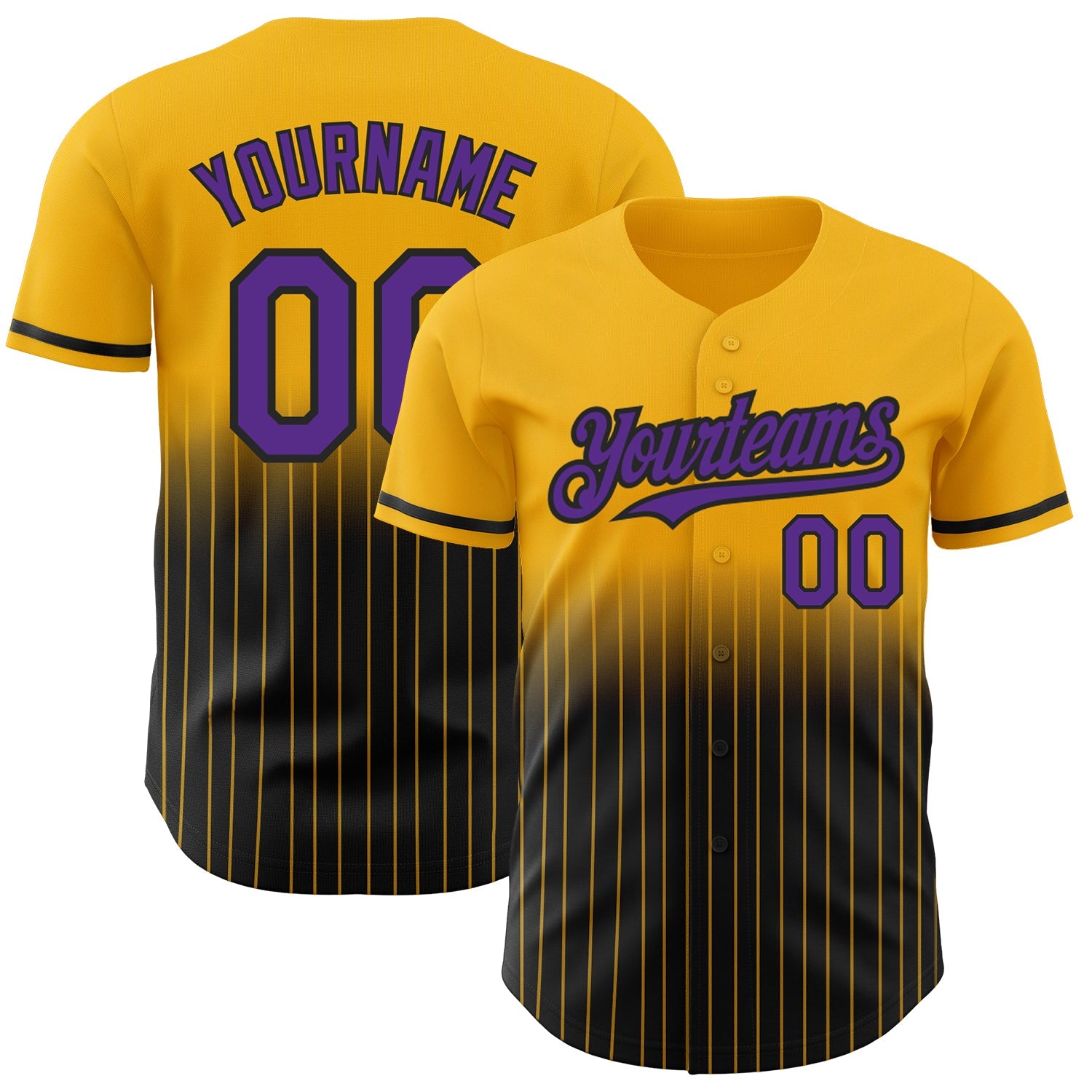 Custom Gold Pinstripe Purple-Black Authentic Fade Fashion Baseball Jersey T-Shirts, Hoodie, Sweatshirt (Image 1)