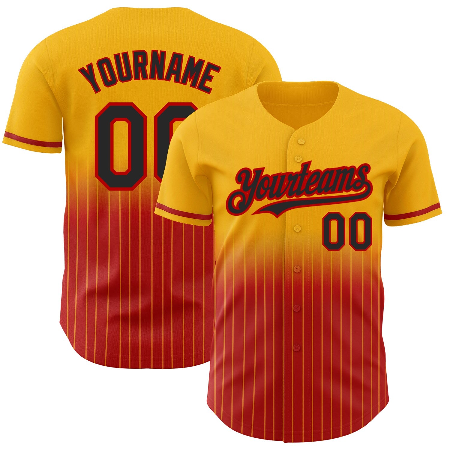 Custom Gold Pinstripe Black-Red Authentic Fade Fashion Baseball Jersey T-Shirts, Hoodie, Sweatshirt (Image 1)