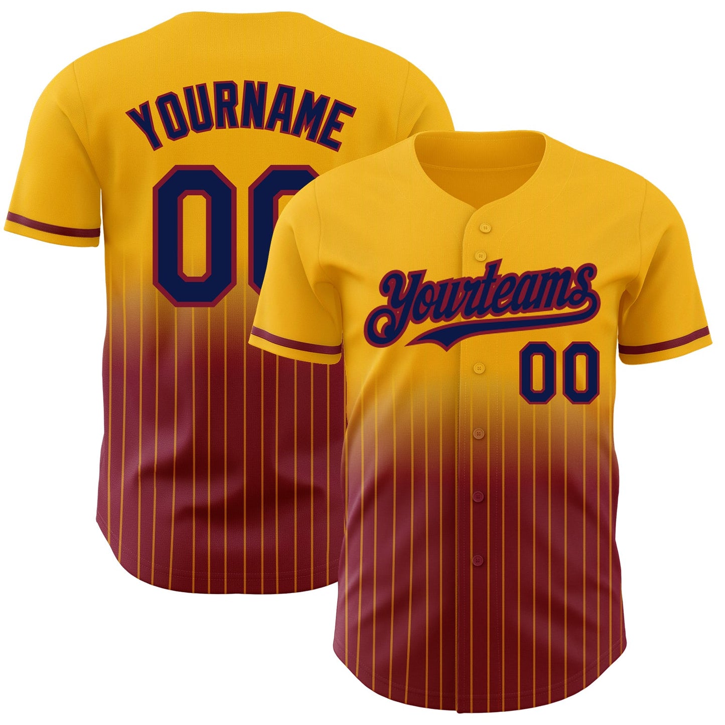 Custom Gold Pinstripe Navy-Crimson Authentic Fade Fashion Baseball Jersey T-Shirts, Hoodie, Sweatshirt (Image 1)