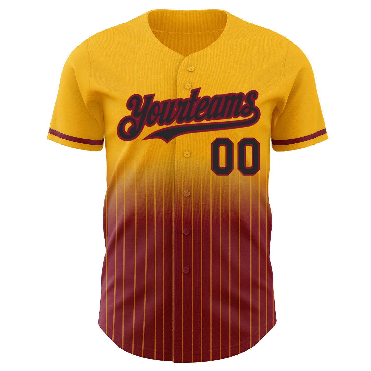 Custom Gold Pinstripe Black-Crimson Authentic Fade Fashion Baseball Jersey T-Shirts, Hoodie, Sweatshirt (Image 3)