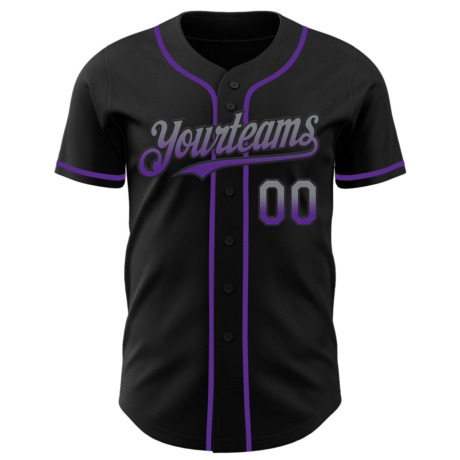 Custom Black Gray-Purple Authentic Fade Fashion Baseball Jersey T-Shirts, Hoodie, Sweatshirt | WearSparks.com (Image 2)