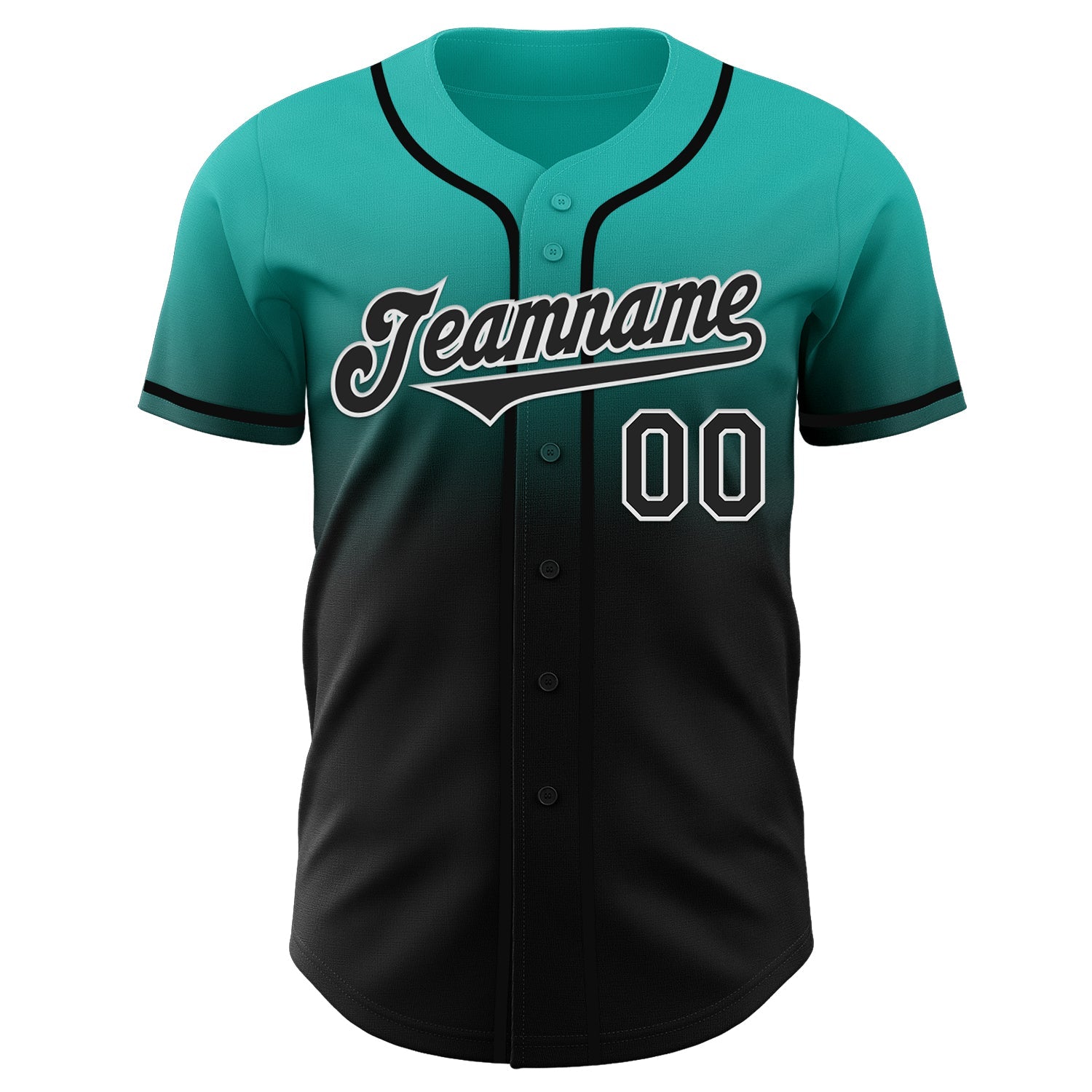 Custom Aqua Black-White Authentic Fade Fashion Baseball Jersey T-Shirts, Hoodie, Sweatshirt | WearSparks.com (Image 2)