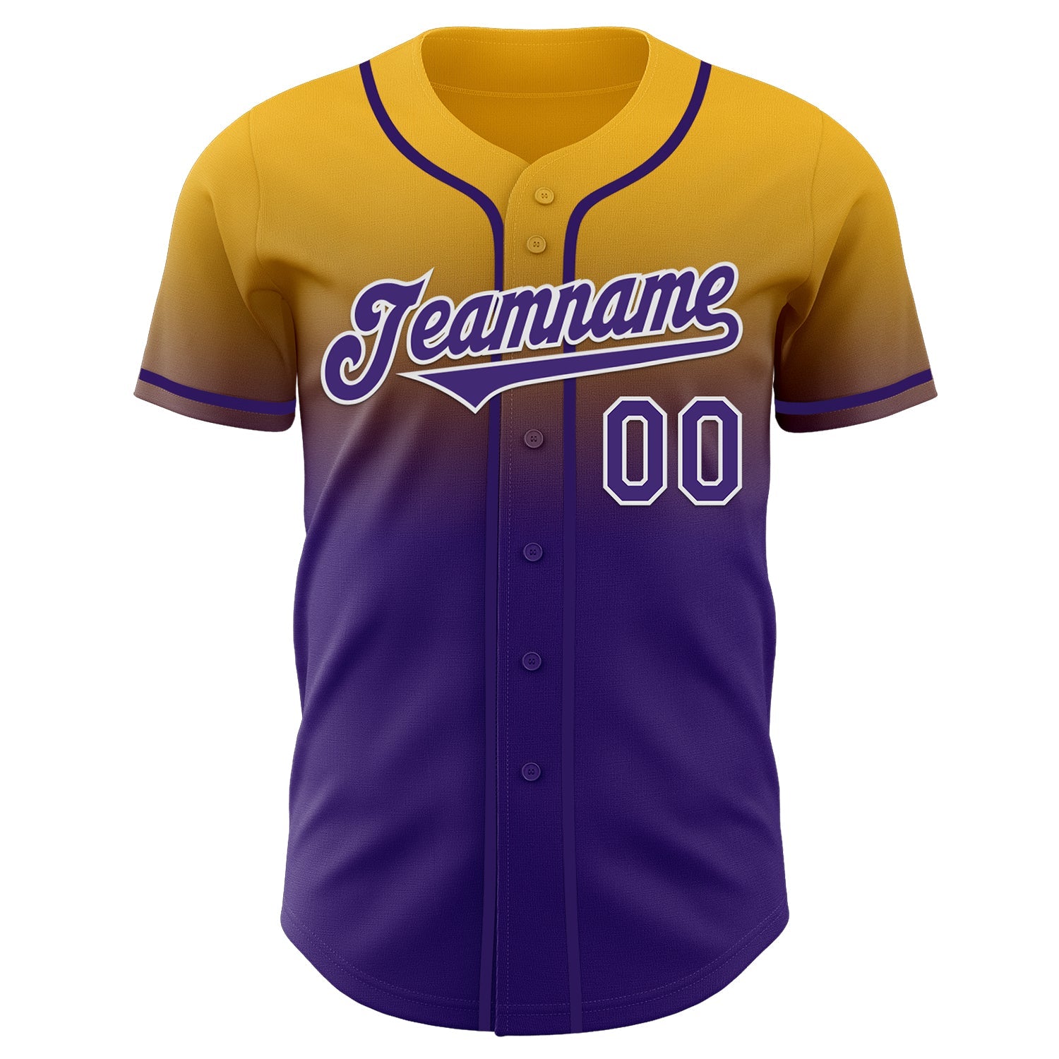 Custom Gold Purple-White Authentic Fade Fashion Baseball Jersey T-Shirts, Hoodie, Sweatshirt | WearSparks.com (Image 2)