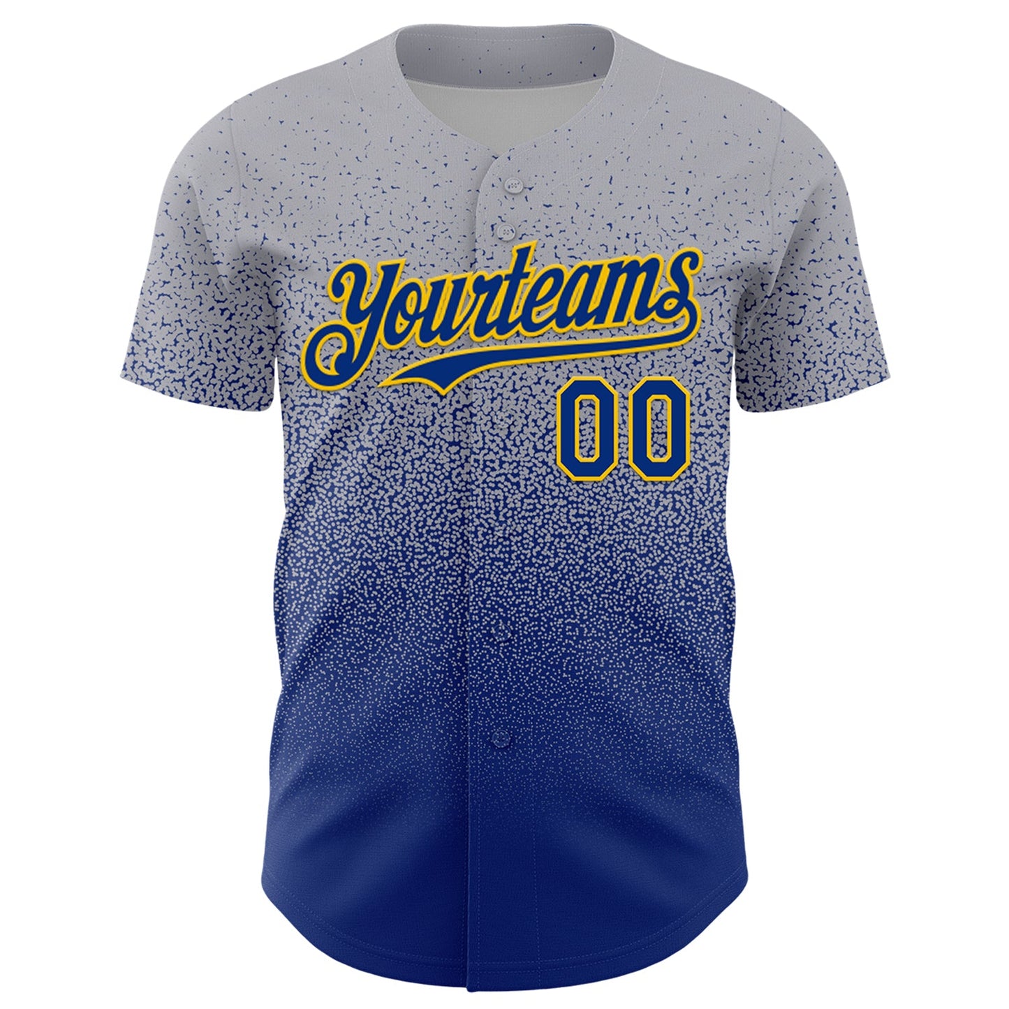Custom Gray Royal-Gold Fade Fashion Speckle Authentic Baseball Jersey