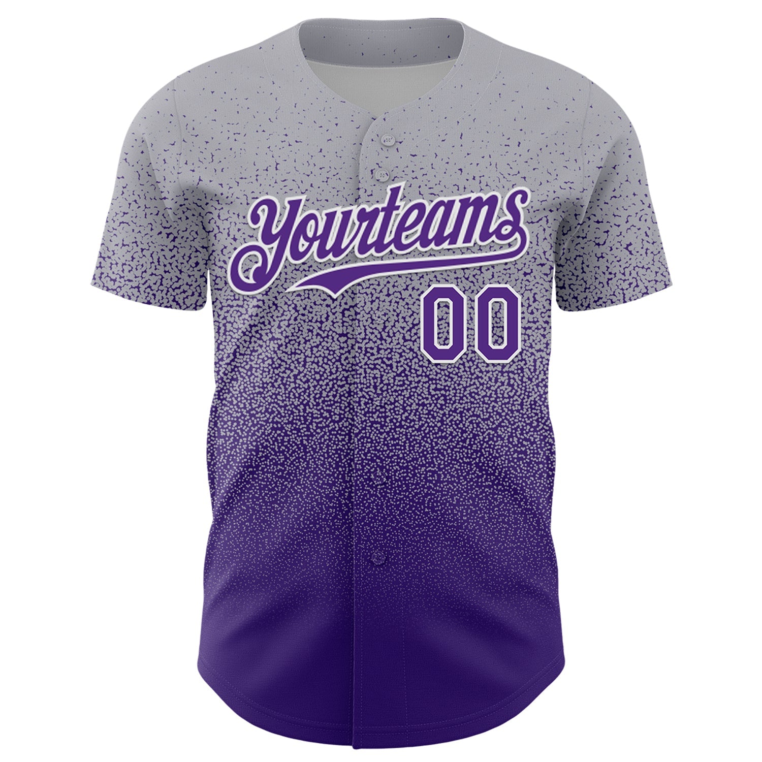 Custom Gray Purple-White Fade Fashion Speckle Authentic Baseball Jersey