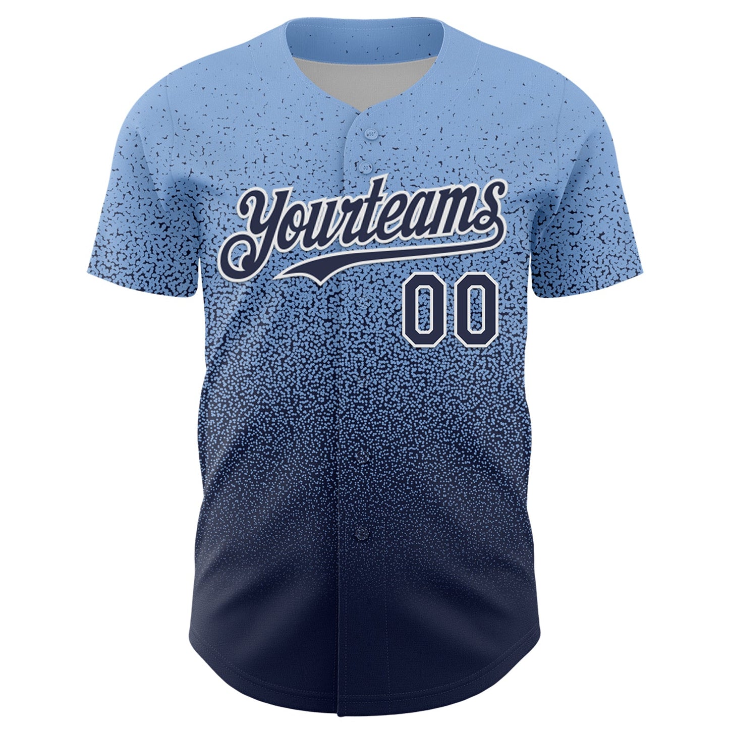 Custom Light Blue Navy-White Fade Fashion Speckle Authentic Baseball Jersey