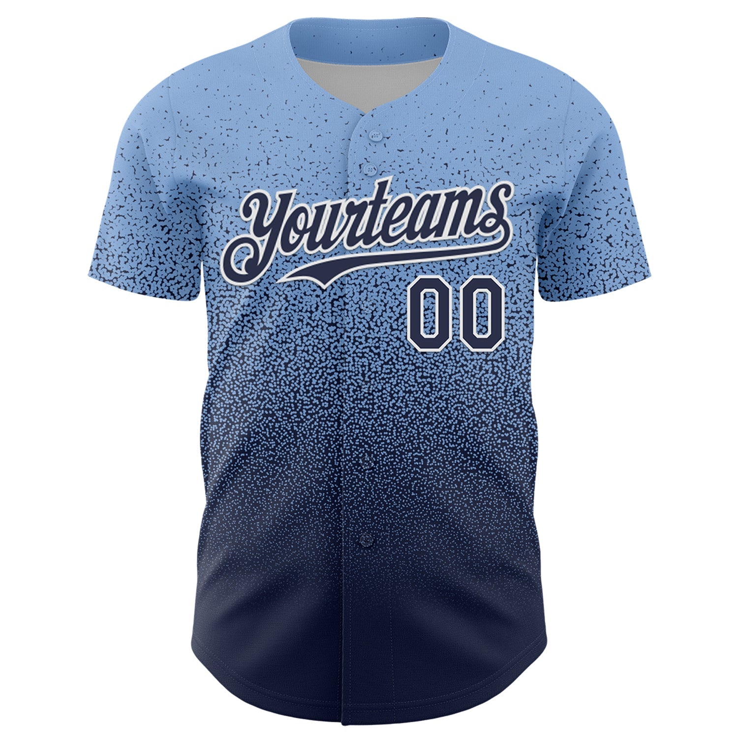 Custom Light Blue Navy-White Fade Fashion Speckle Authentic Baseball Jersey