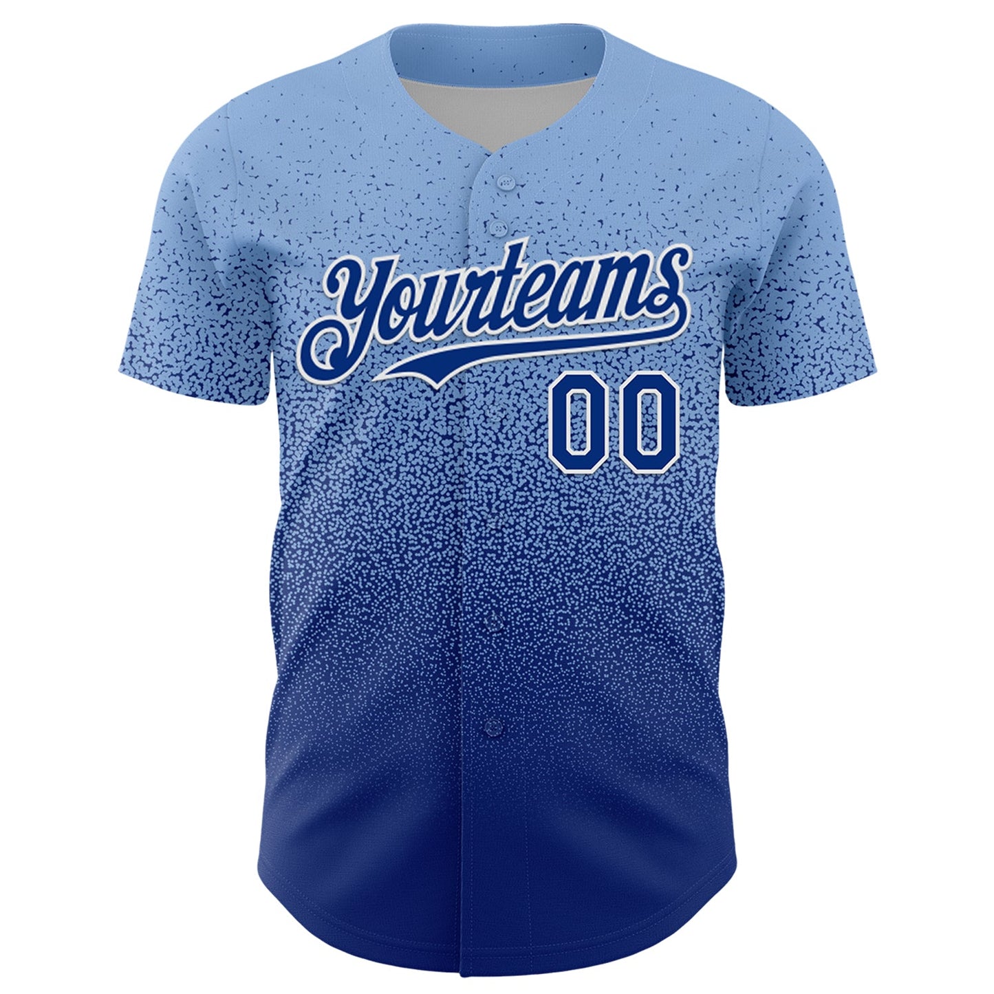 Custom Light Blue Royal-White Fade Fashion Speckle Authentic Baseball Jersey