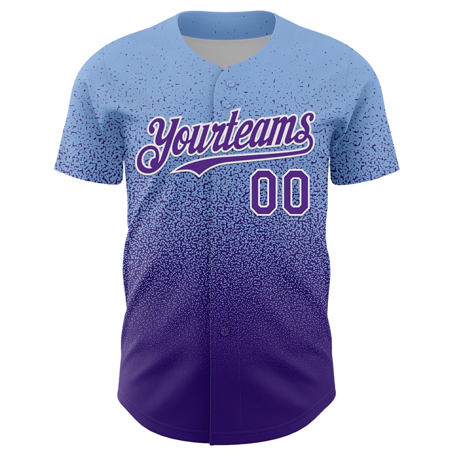Custom Light Blue Purple-White Fade Fashion Speckle Authentic Baseball Jersey