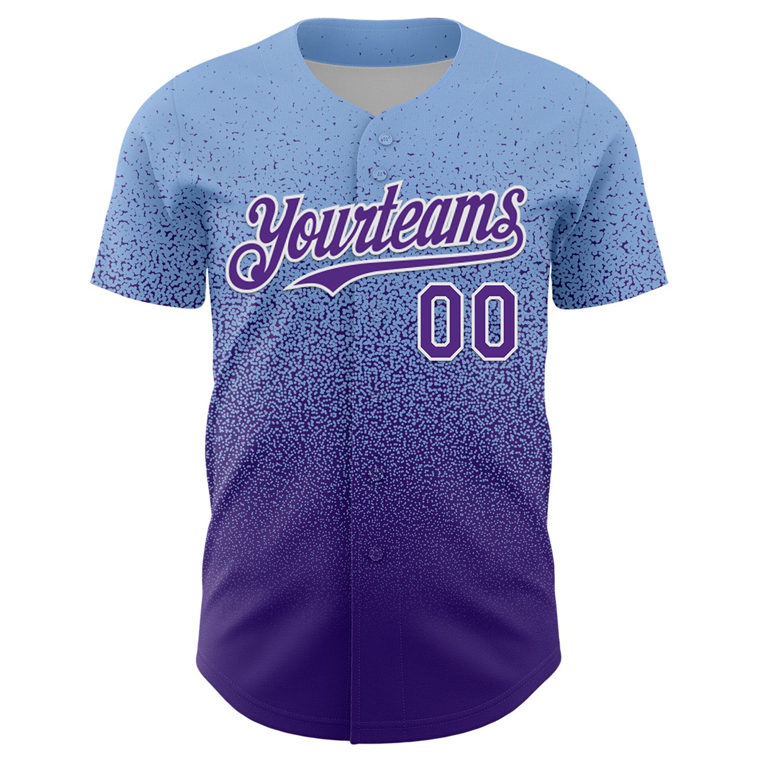 Custom Light Blue Purple-White Fade Fashion Speckle Authentic Baseball Jersey
